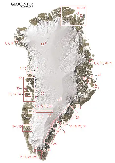 Kort over områder, hvor Geocenter Danmark udfører feltarbejde i løbet af sommeren 2013