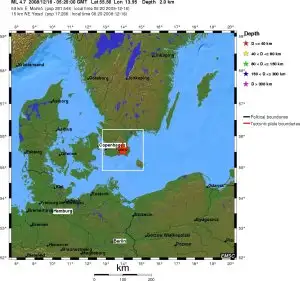 Jordskælvets epicenter i Skåne