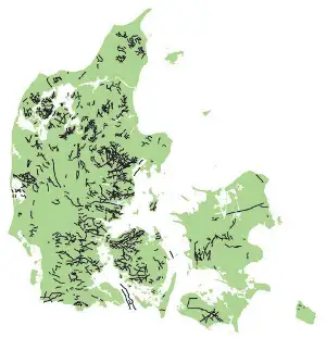 Danmarkskort med begravede dale