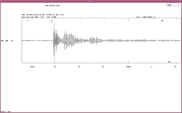 Seismogram over jordskælvet