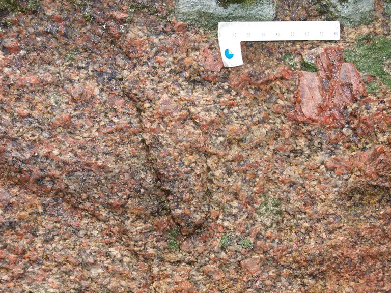 Dyrestenen består af rød granit