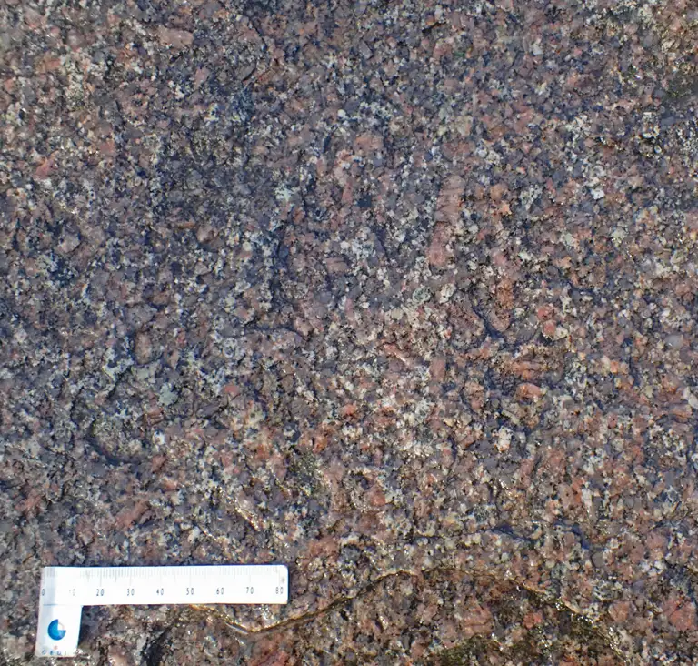 Sengestenen består af homogen rødlig grovkornet granit