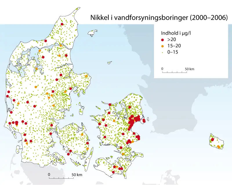 Nikkel i vandv&aelig;rksboringer (r&aring;vand) 2000-2006.